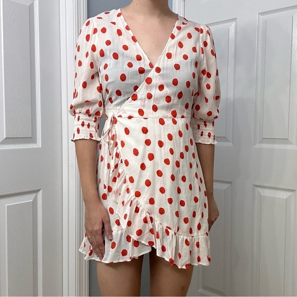 Rixo X Target Dress Mini Polka Dot Dainty Orange Twee Casual Summer Size Small - Picture 7 of 7